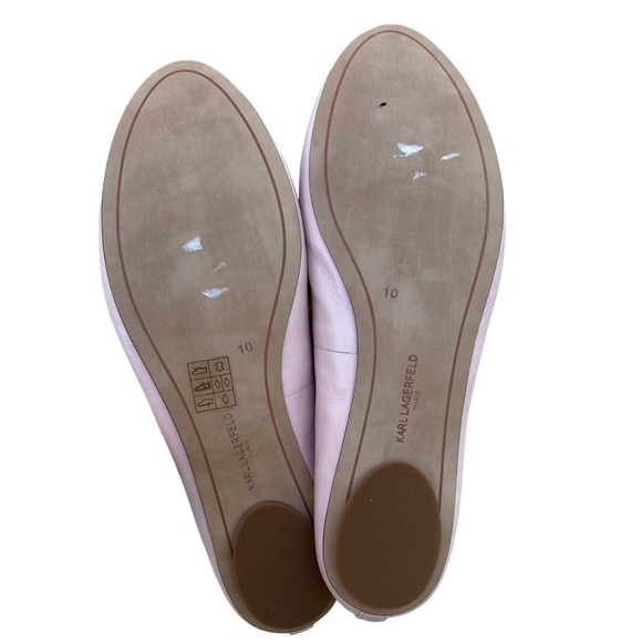 Karl Lagerfeld Leroux Paris Womens Ballet Flats Pink Leather Black Trim Size 10 - Picture 6 of 8